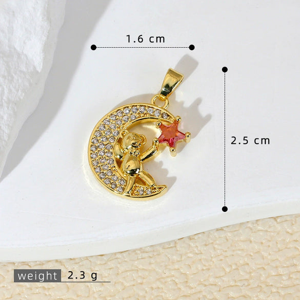 Wholesale Minimalist Animal Zodiac Copper Inlaid Gold Zirconium Micropaved Necklace Pendant For Women