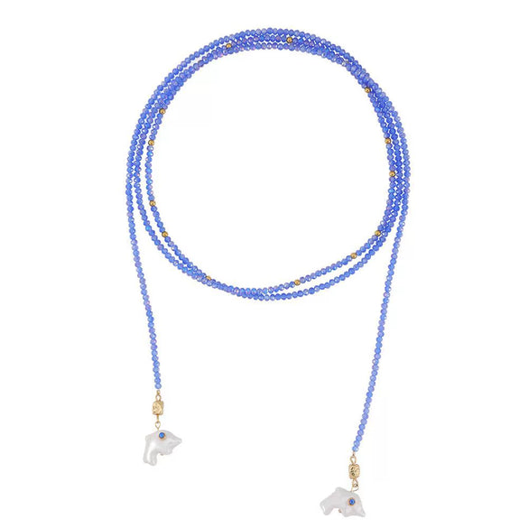 Wholesale Minimalist Ceramic Crystal Copper Ushaped Dolphin Necklace With Electroplating