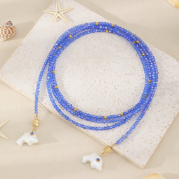 Wholesale Minimalist Ceramic Crystal Copper Ushaped Dolphin Necklace With Electroplating