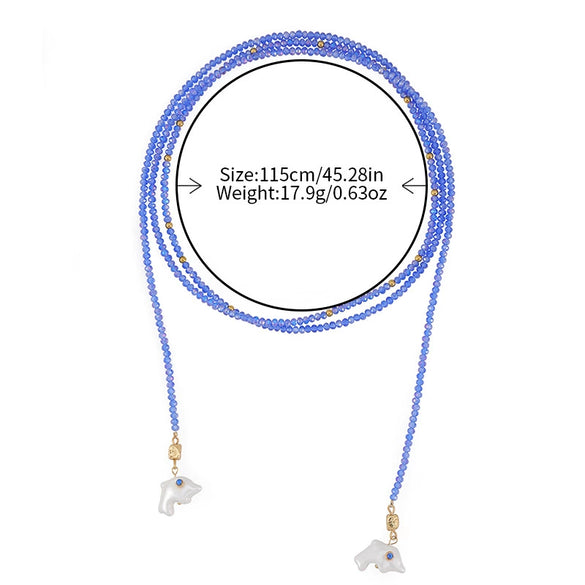Wholesale Minimalist Ceramic Crystal Copper Ushaped Dolphin Necklace With Electroplating
