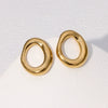 Wholesale Minimalist Cold Style Geometric Hollow Irregular Stainless Steel Circle Earrings With Electroplating