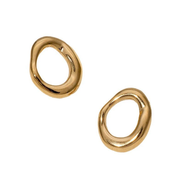 Wholesale Minimalist Cold Style Geometric Hollow Irregular Stainless Steel Circle Earrings With Electroplating