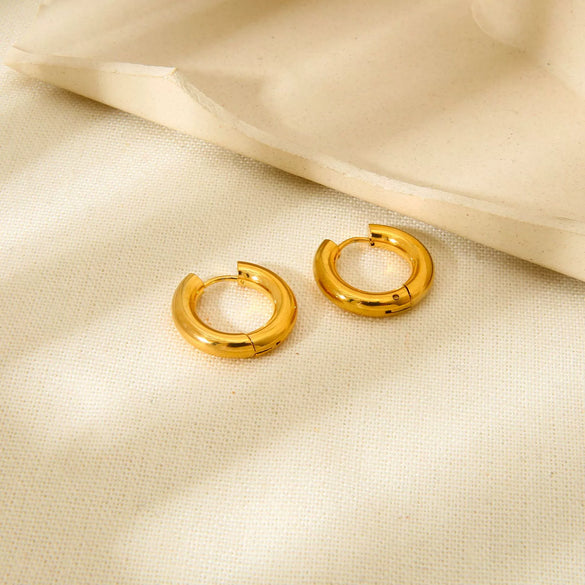 Wholesale Minimalist Colorblocking Stainless Steel Hoop Earrings 18K Gold Plated Ins Style Jewelry For Women