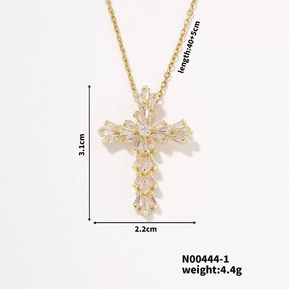 Wholesale Minimalist Copper Clavicle Chain Cross Jewelry Necklace For Women And Men With Electroplating