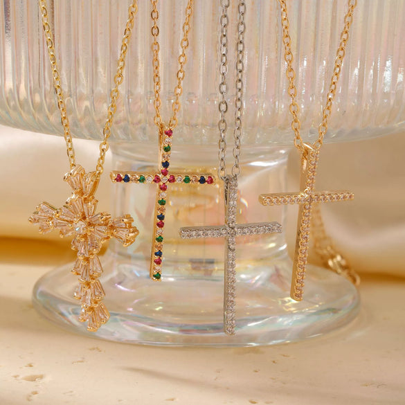 Wholesale Minimalist Copper Clavicle Chain Cross Jewelry Necklace For Women And Men With Electroplating