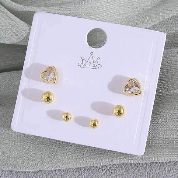 Wholesale Minimalist Copper Earrings With Heart Drop Geometric Shapes Electroplated For Women