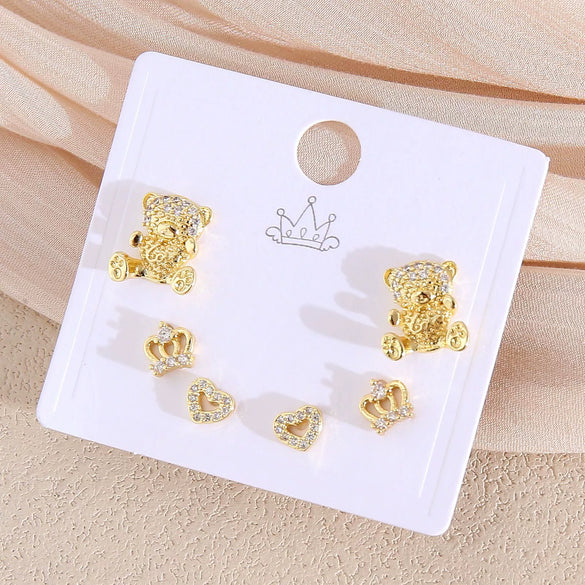 Wholesale Minimalist Copper Earrings With Heart Drop Geometric Shapes Electroplated For Women