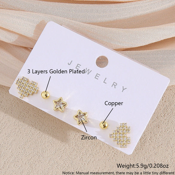 Wholesale Minimalist Copper Earrings With Heart Drop Geometric Shapes Electroplated For Women