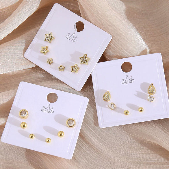 Wholesale Minimalist Copper Earrings With Heart Drop Geometric Shapes Electroplated For Women