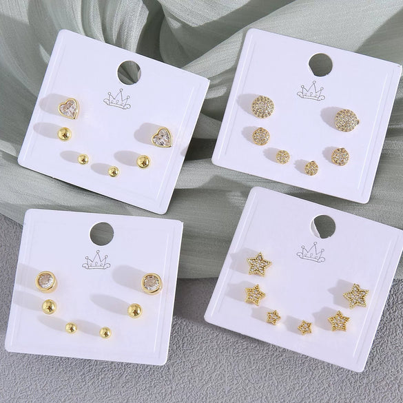 Wholesale Minimalist Copper Earrings With Heart Drop Geometric Shapes Electroplated For Women