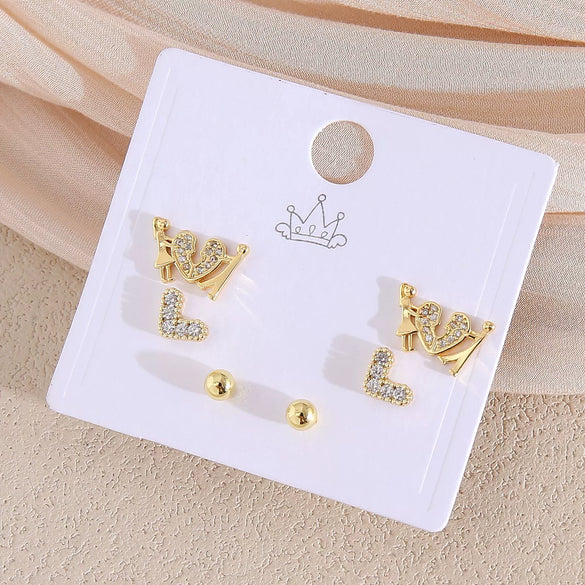 Wholesale Minimalist Copper Earrings With Heart Drop Geometric Shapes Electroplated For Women
