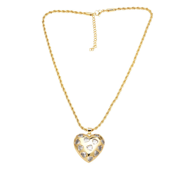 Wholesale Minimalist Copper Heart Shape Pendant Necklace Gold Plated For Women