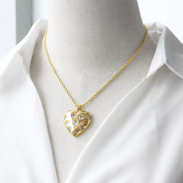 Wholesale Minimalist Copper Heart Shape Pendant Necklace Gold Plated For Women