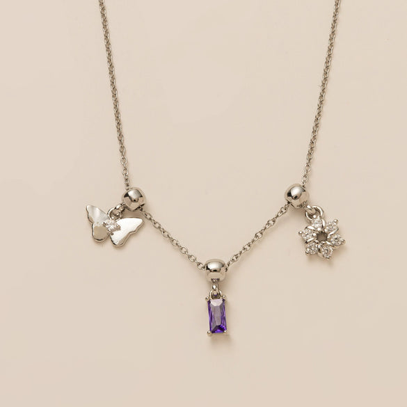 Wholesale Minimalist Copper Heart Shape Zircon Necklace For Women With Electroplating