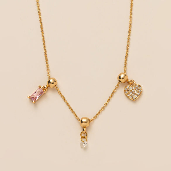 Wholesale Minimalist Copper Heart Shape Zircon Necklace For Women With Electroplating