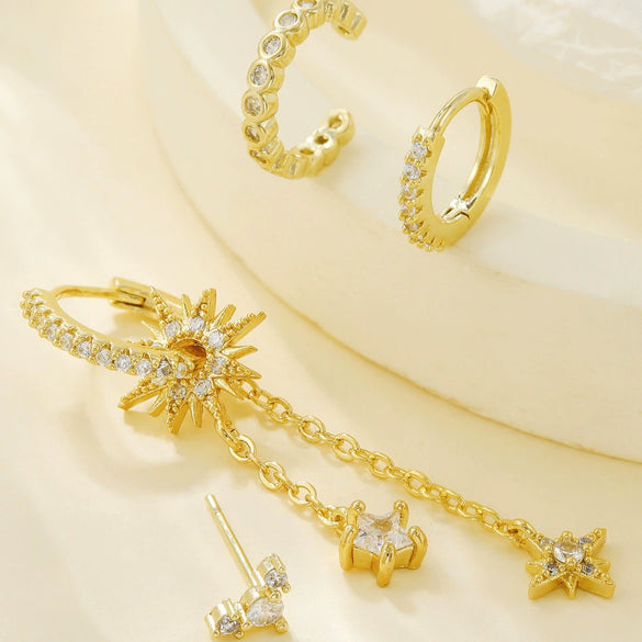 Wholesale Minimalist Copper Inlaid Zircon Ear Bone Clip Earrings