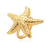 Wholesale Minimalist Copper Micropaved Geometric Starfish Conch Open Ring For Women