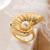 Wholesale Minimalist Copper Micropaved Geometric Starfish Conch Open Ring For Women