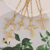 Wholesale Minimalist Copper Pendant Lip Necklace With Micropaved Star And Moon Cross Design
