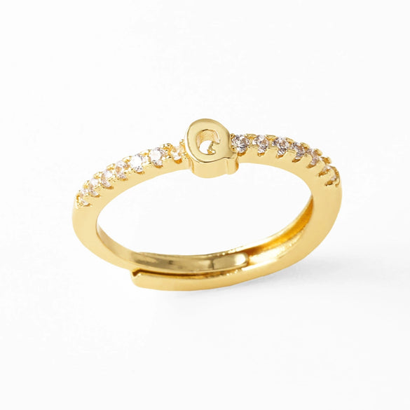Wholesale Minimalist Copper Ring With Letter Pattern Gold Plated
