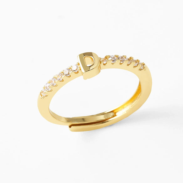 Wholesale Minimalist Copper Ring With Letter Pattern Gold Plated