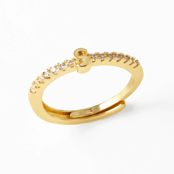 Wholesale Minimalist Copper Ring With Letter Pattern Gold Plated