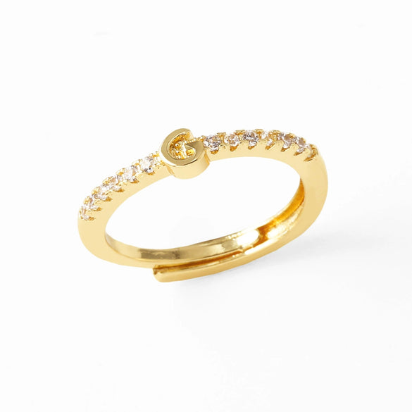 Wholesale Minimalist Copper Ring With Letter Pattern Gold Plated