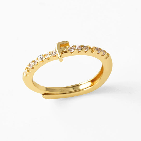 Wholesale Minimalist Copper Ring With Letter Pattern Gold Plated