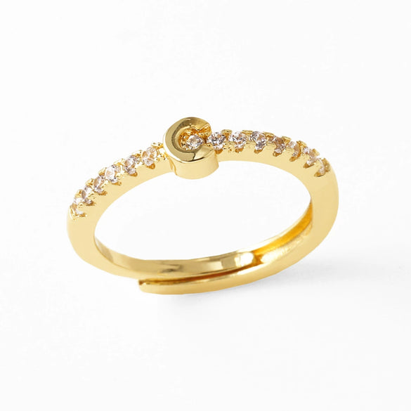 Wholesale Minimalist Copper Ring With Letter Pattern Gold Plated