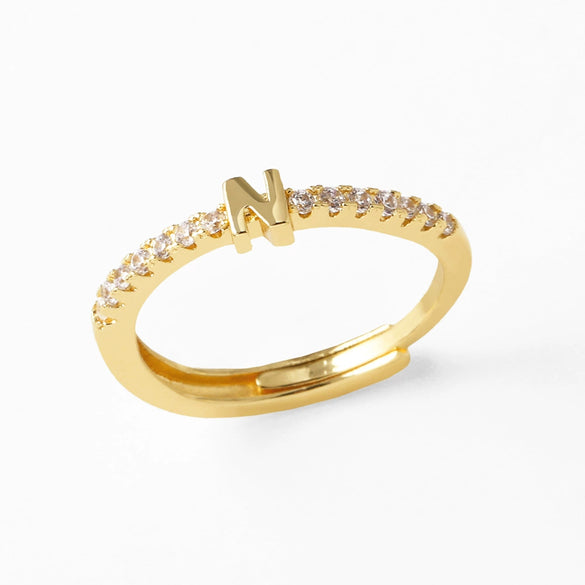 Wholesale Minimalist Copper Ring With Letter Pattern Gold Plated