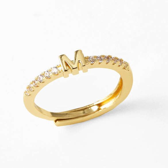Wholesale Minimalist Copper Ring With Letter Pattern Gold Plated