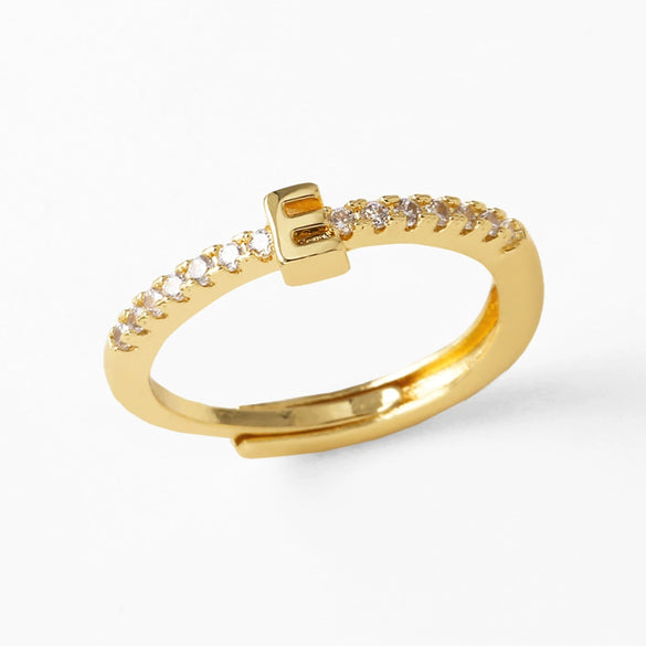 Wholesale Minimalist Copper Ring With Letter Pattern Gold Plated