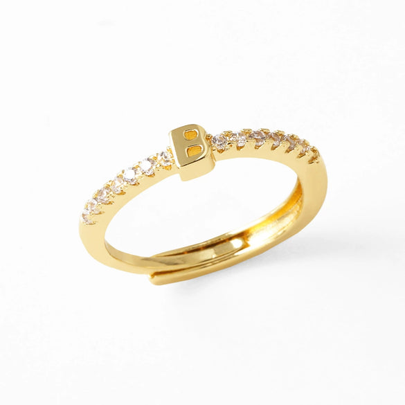 Wholesale Minimalist Copper Ring With Letter Pattern Gold Plated