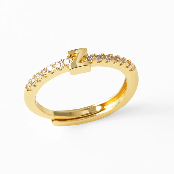 Wholesale Minimalist Copper Ring With Letter Pattern Gold Plated