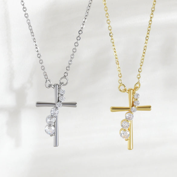 Wholesale Minimalist Cross Necklace For Women With Wrapped Diamond Niche Design Copper Material And Electroplating Processing