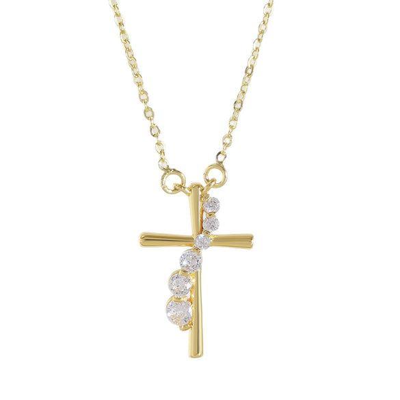 Wholesale Minimalist Cross Necklace For Women With Wrapped Diamond Niche Design Copper Material And Electroplating Processing