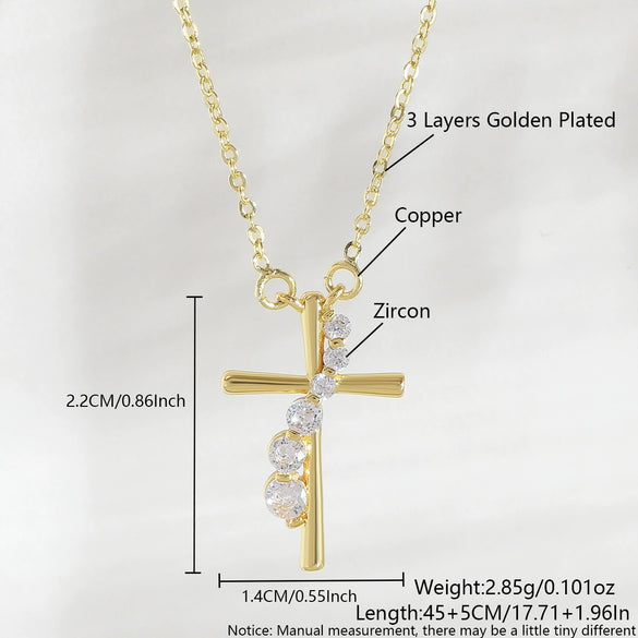 Wholesale Minimalist Cross Necklace For Women With Wrapped Diamond Niche Design Copper Material And Electroplating Processing