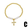 Wholesale Minimalist Cross Pendant Copper Bracelet 18K Gold Plated