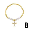 Wholesale Minimalist Cross Pendant Copper Bracelet 18K Gold Plated