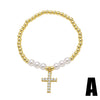 Wholesale Minimalist Cross Pendant Copper Bracelet 18K Gold Plated