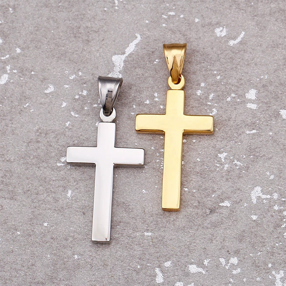 Wholesale Minimalist Cross Pendant Jewelry Titanium Steel Electroplated