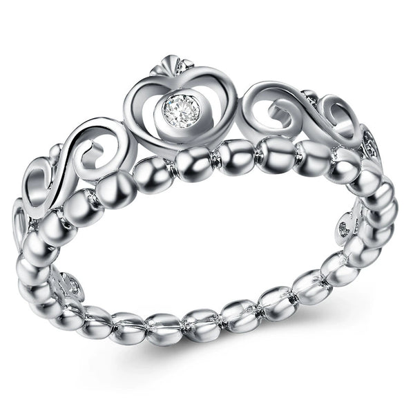Wholesale Minimalist Crown Women's Ring Copper Silver Plated Zircon Jewelry