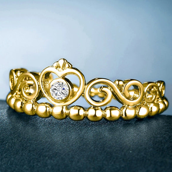 Wholesale Minimalist Crown Women's Ring Copper Silver Plated Zircon Jewelry