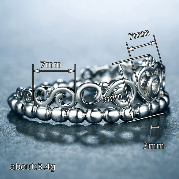 Wholesale Minimalist Crown Women's Ring Copper Silver Plated Zircon Jewelry