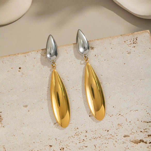 Wholesale Minimalist Drop Shape Geometric Stainless Steel Electroplated Earrings For Women