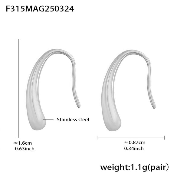 Wholesale Minimalist Drop Shape Geometric Stainless Steel Pvd Plated Light Luxury Women's Ear Hook Earrings