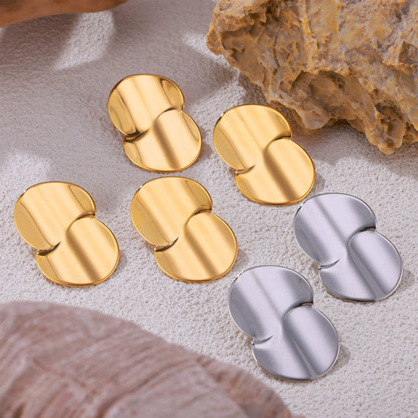 Wholesale Minimalist Drop Shape Titanium Steel Earrings With Electroplating Do Not Fade