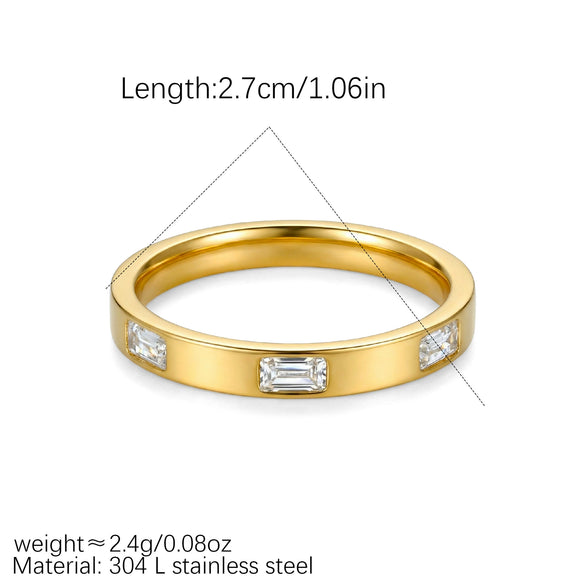 Wholesale Minimalist Electroplated Square Diamondencrusted Plain Band Ring