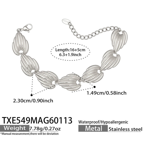 Wholesale Minimalist Electroplated Stainless Steel Geometric Watermelon Pattern Heart Jewelry Set For Women Necklace Bracelet Waist Chain