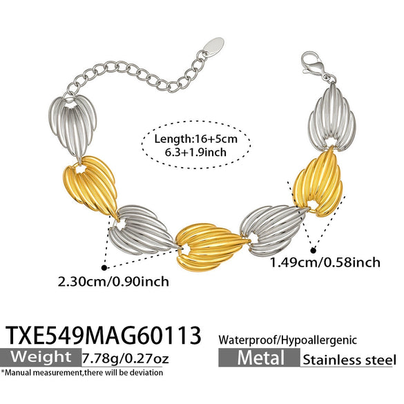 Wholesale Minimalist Electroplated Stainless Steel Geometric Watermelon Pattern Heart Jewelry Set For Women Necklace Bracelet Waist Chain